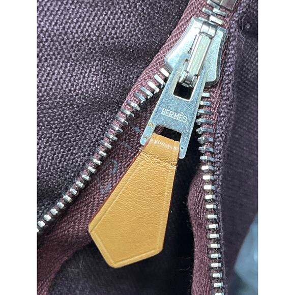 Hermès Fourre-Tout Tote GM Burgundy Canvas Red Stripes Made in France - Picture 7 of 16